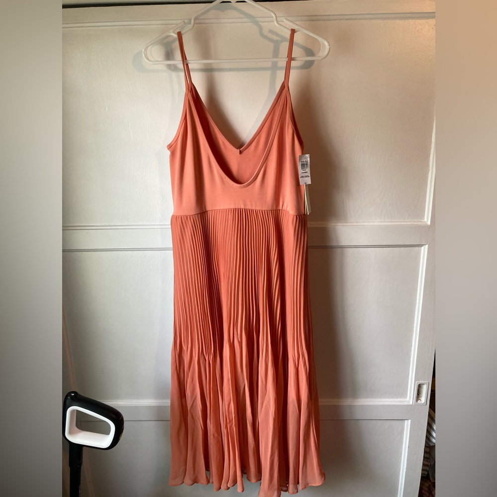 Tawny Orange (looks coral/peach)Aritzia Daphne Wilfred pleated dress - Picture 6 of 8